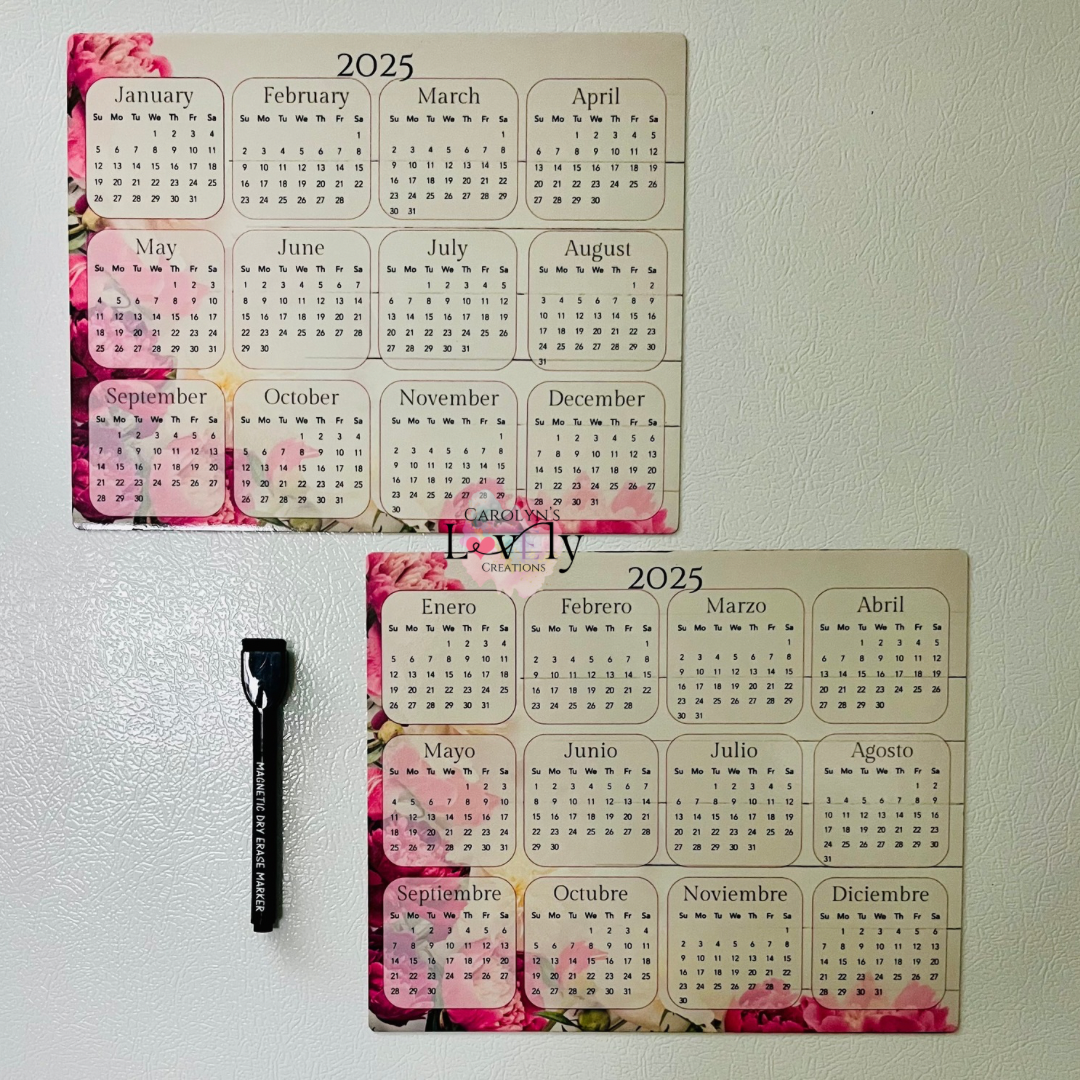 2025 Magnetic Fridge Monthly Calendar | Calendario Magnético Mensual para Refrigerador 2025