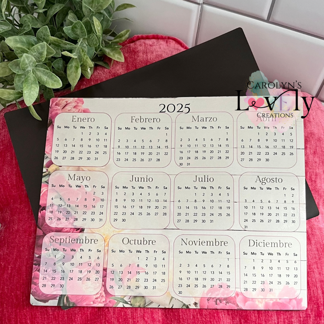 2025 Magnetic Fridge Monthly Calendar | Calendario Magnético Mensual para Refrigerador 2025
