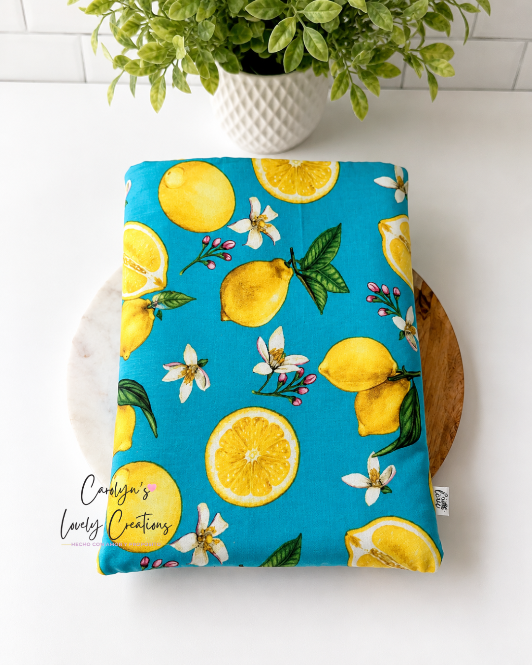 Lemon Book Sleeve | Handmade Padded Book Sleeve with Front Pocket 🍋