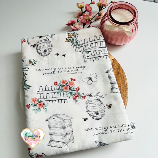 Faith-Inspired Book Sleeve – "Kind Words Are Like Honey" | Christian Book Lover Gift