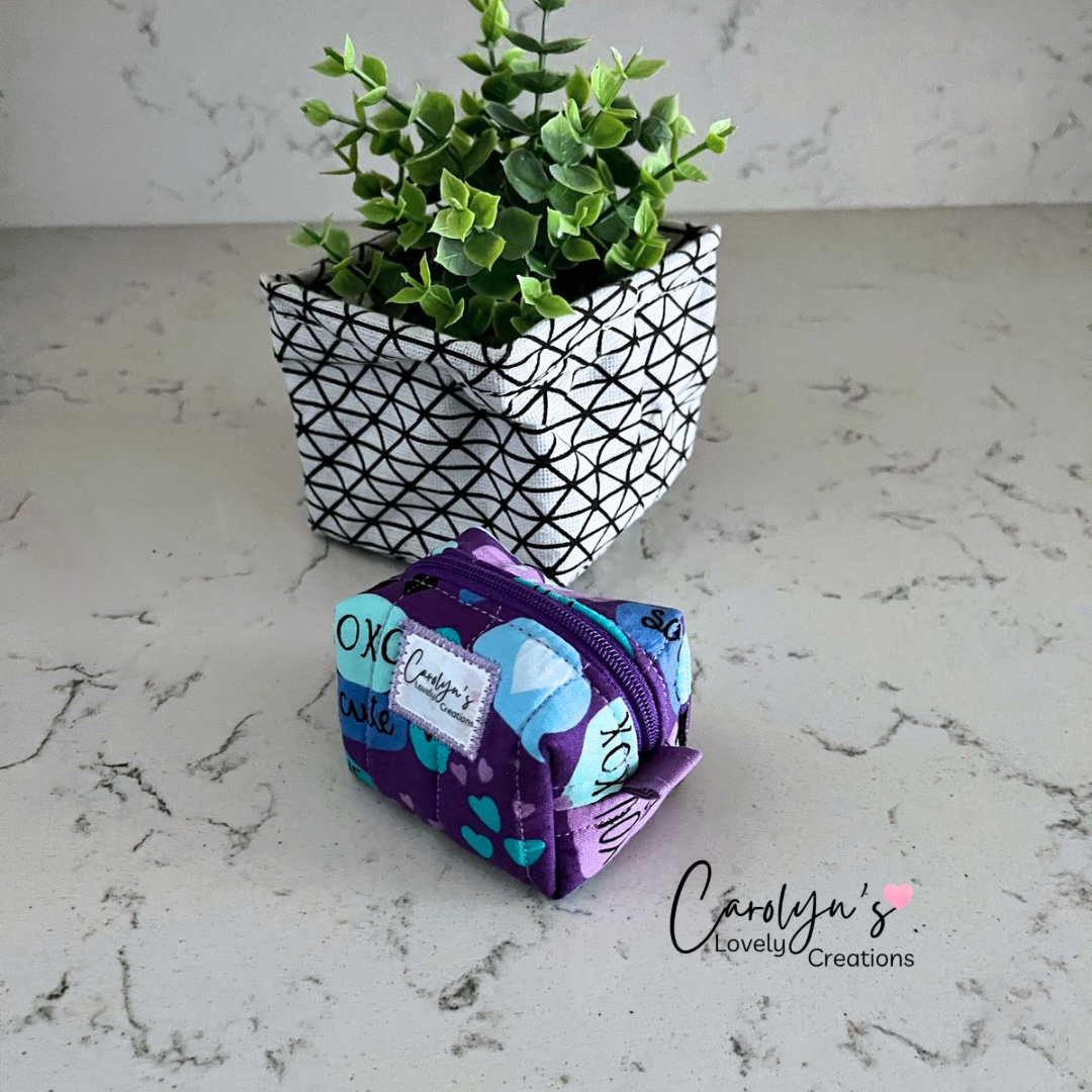 Small Box Keychain – Handmade Quilted Mini Pouch