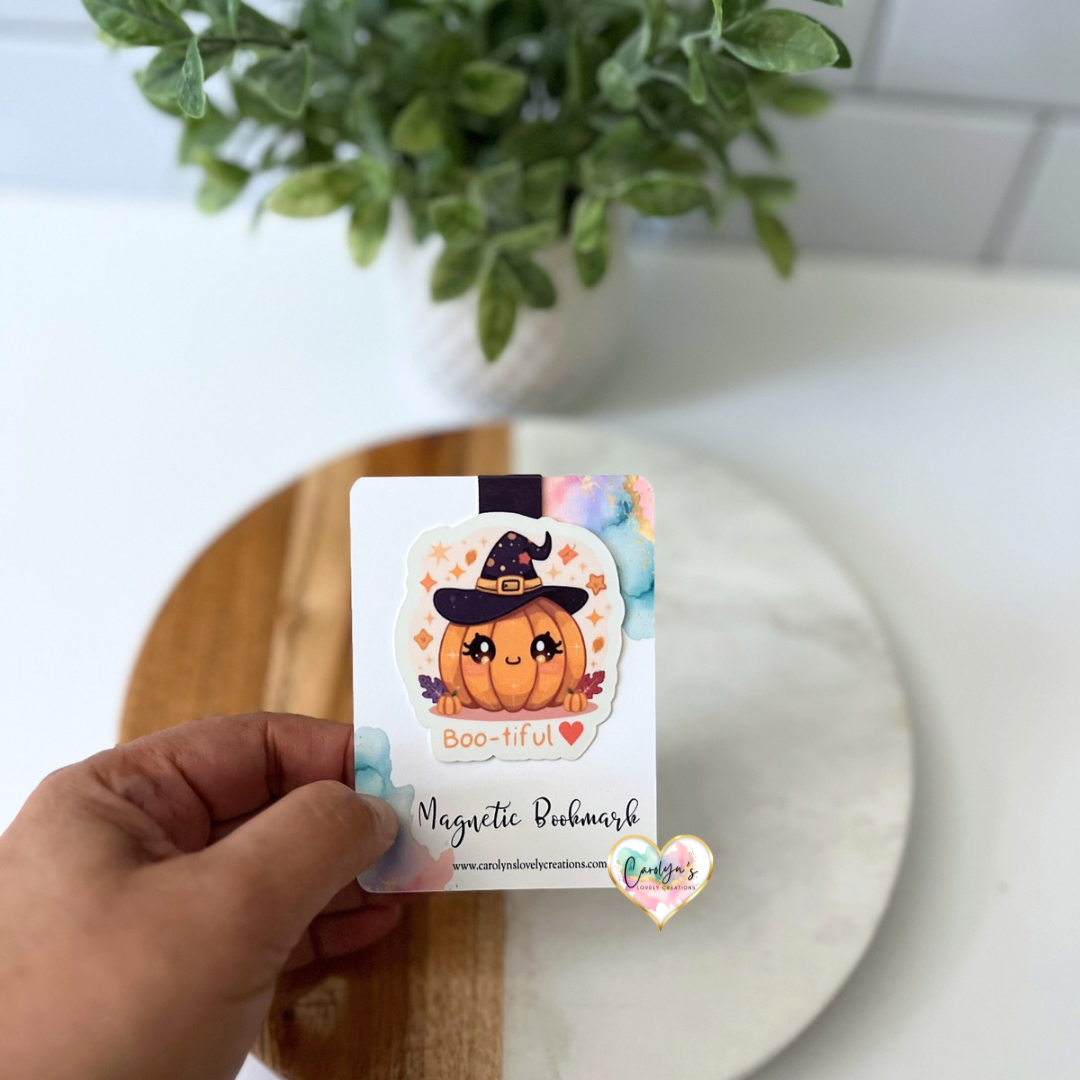 Cozy Autumn & Halloween Magnetic Bookmarks – Book Lover Gift | Separadores Magnéticos de Otoño y Halloween