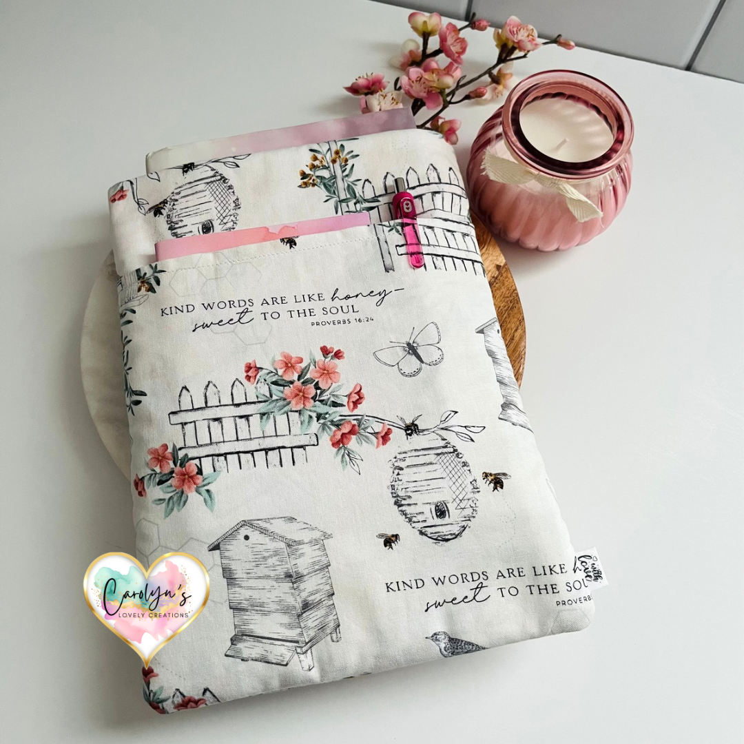 Faith-Inspired Book Sleeve – "Kind Words Are Like Honey" | Christian Book Lover Gift
