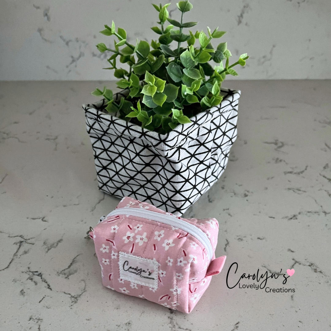 Small Box Keychain – Handmade Quilted Mini Pouch