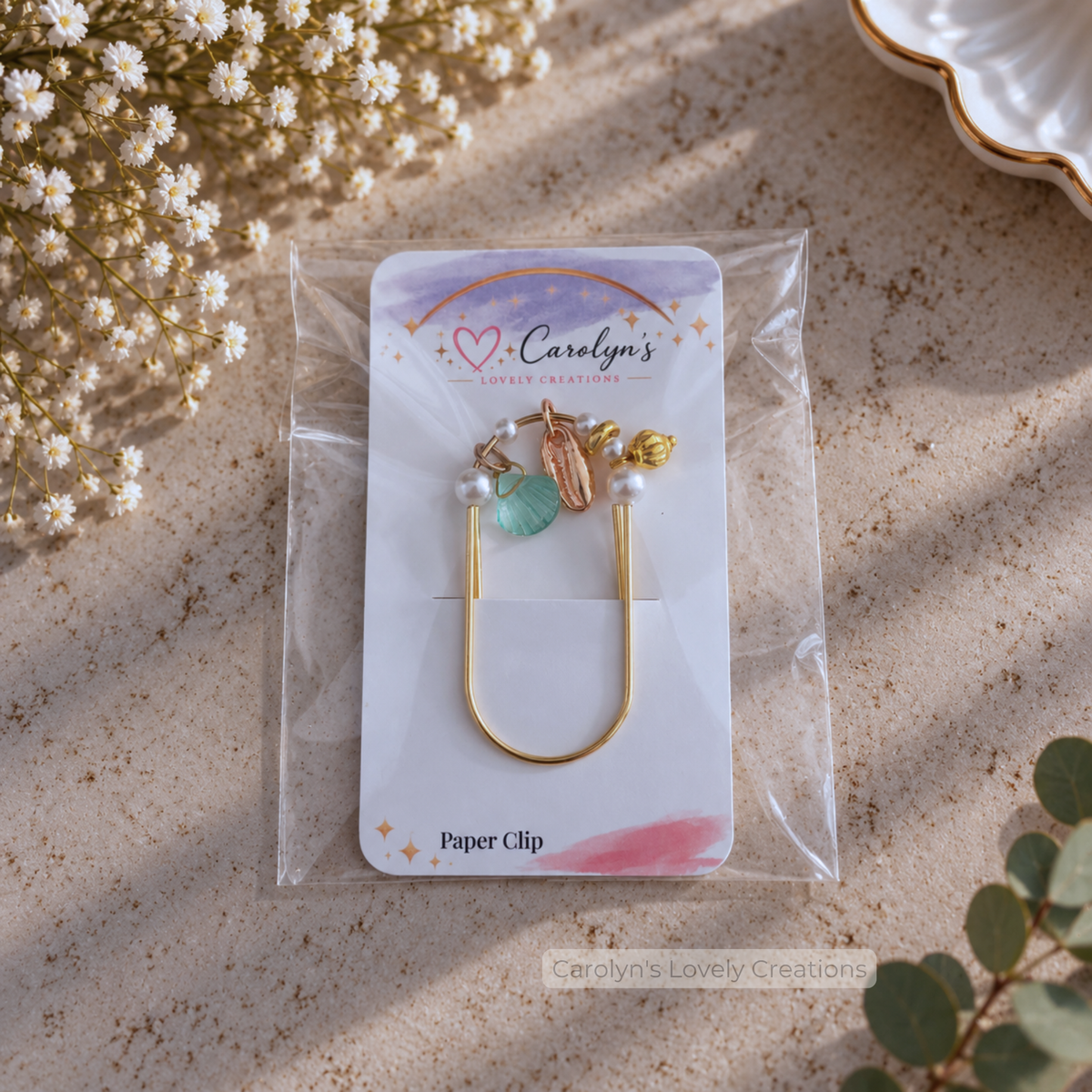 Clips Decorativos para Libros con Dijes Marinos y Perlas