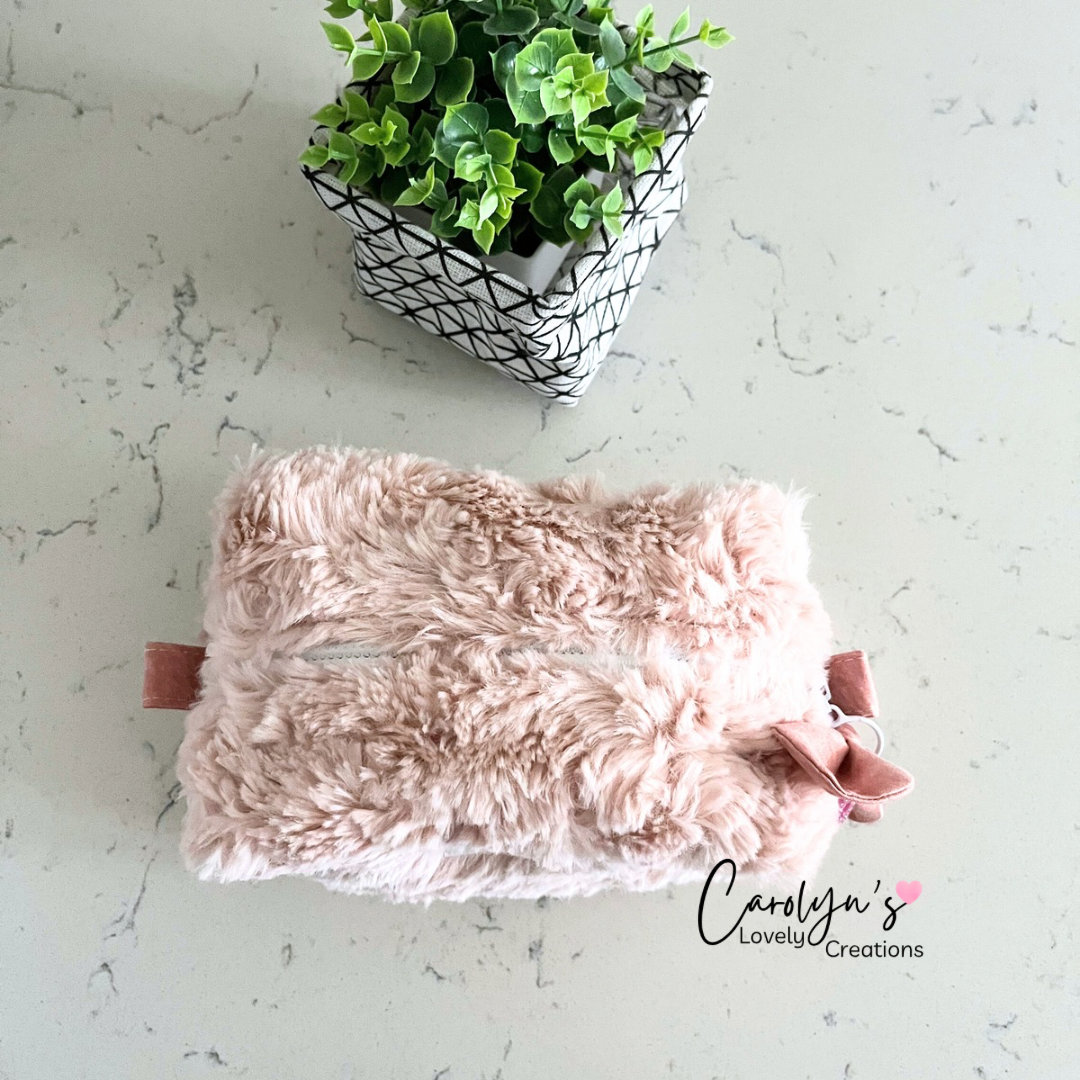 Plush Cosmetic Box Bag | Soft Faux Fur Makeup Bag | Handmade