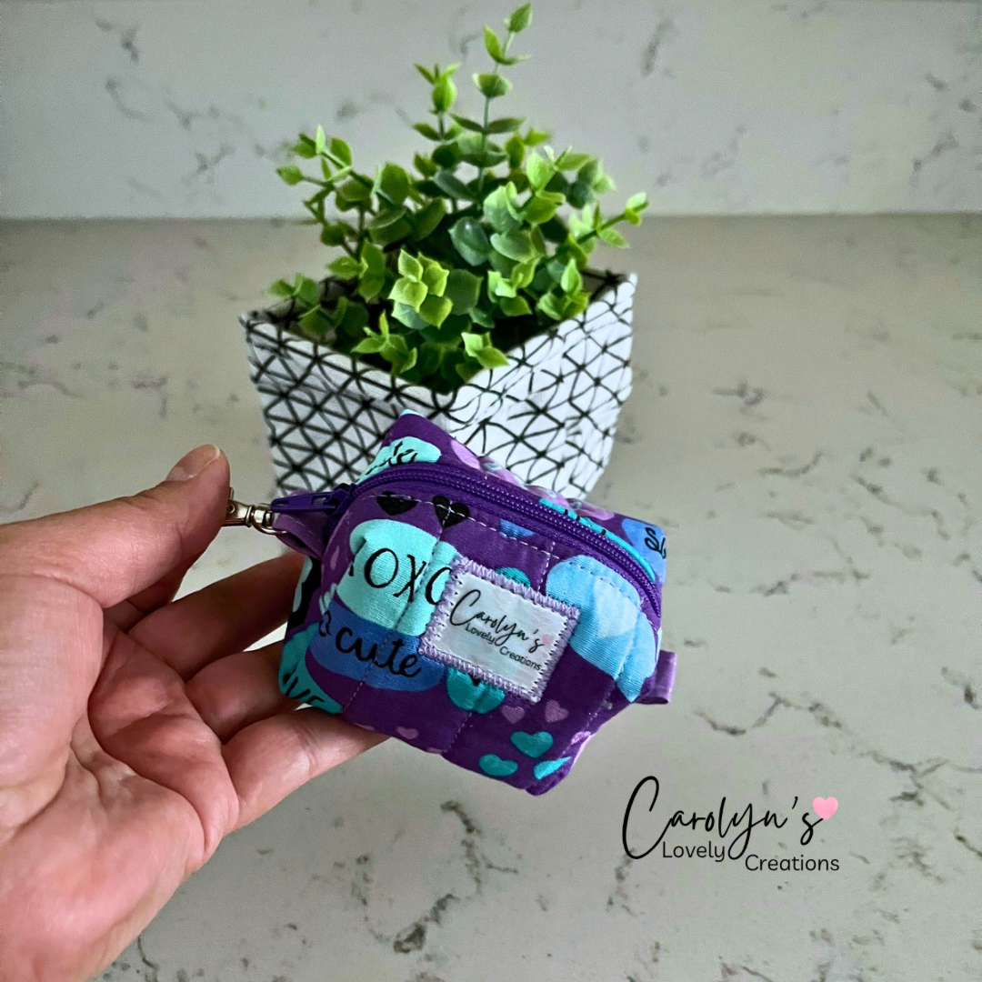 Small Box Keychain – Handmade Quilted Mini Pouch