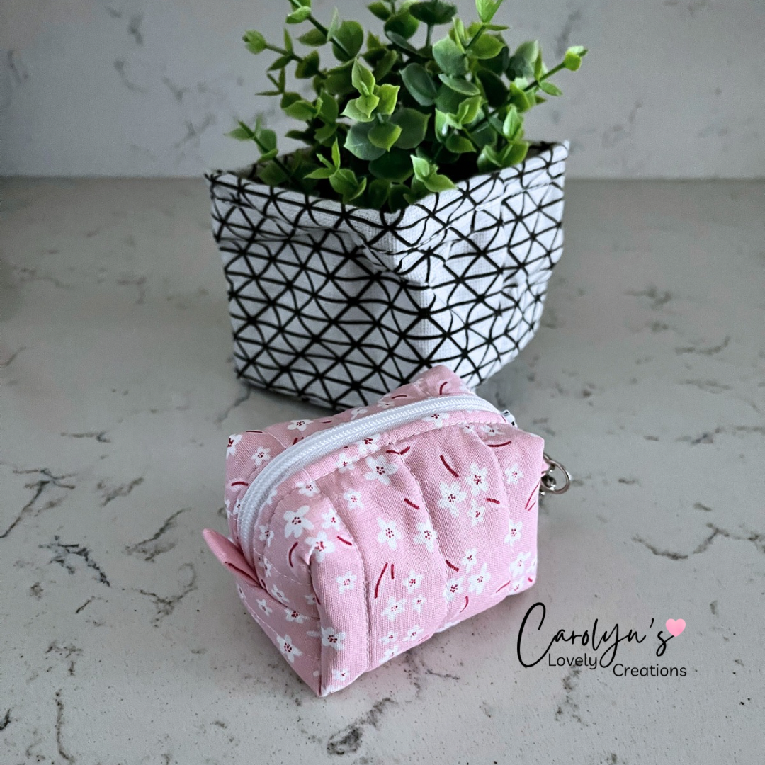 Small Box Keychain – Handmade Quilted Mini Pouch