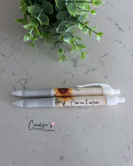 Bolígrafo Inspirador de Girasoles | Cree en Ti Misma / Florece con Gratitud