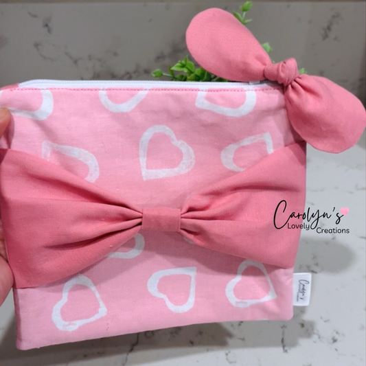 Handmade Pink Cotton Pouch with Zipper | Pouch Rosa Hecho a Mano