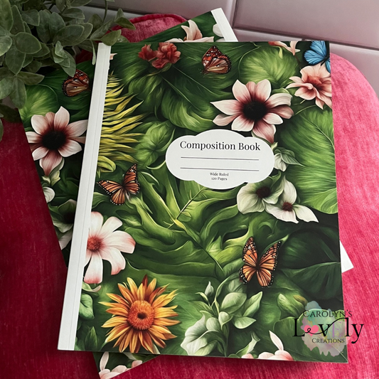 Libreta con Flores y Mariposas