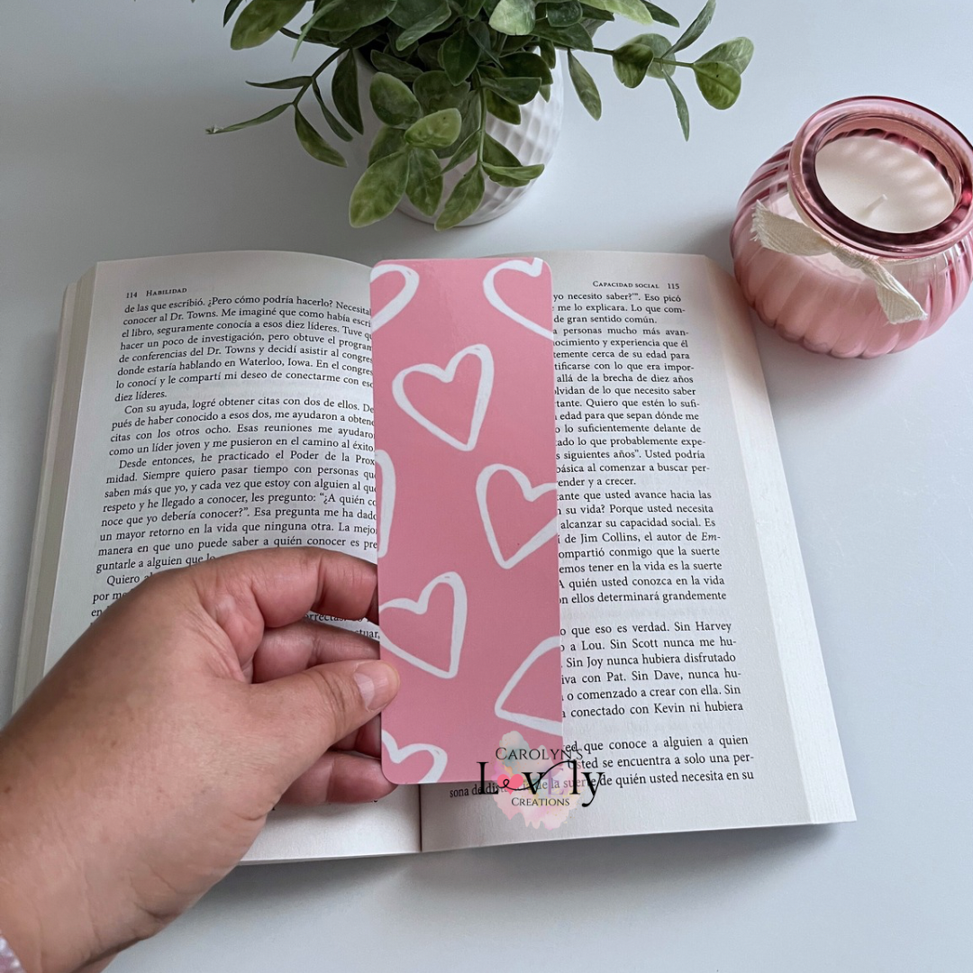 white heart bookmark