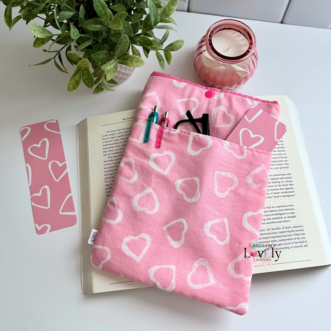 Pink fabric book sleeve