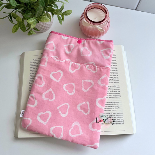Pink with hearts book sleeve