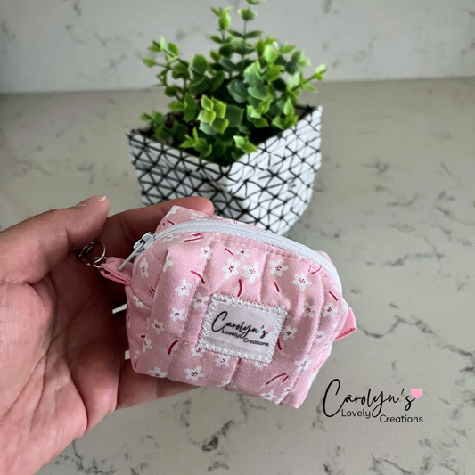 Small Box Keychain – Handmade Quilted Mini Pouch