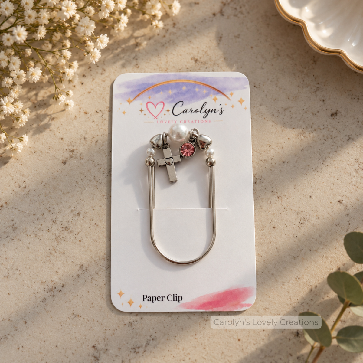 Decorative Cross Paper Clip Bookmarks | Marcadores de Libros con Cruz y Dijes