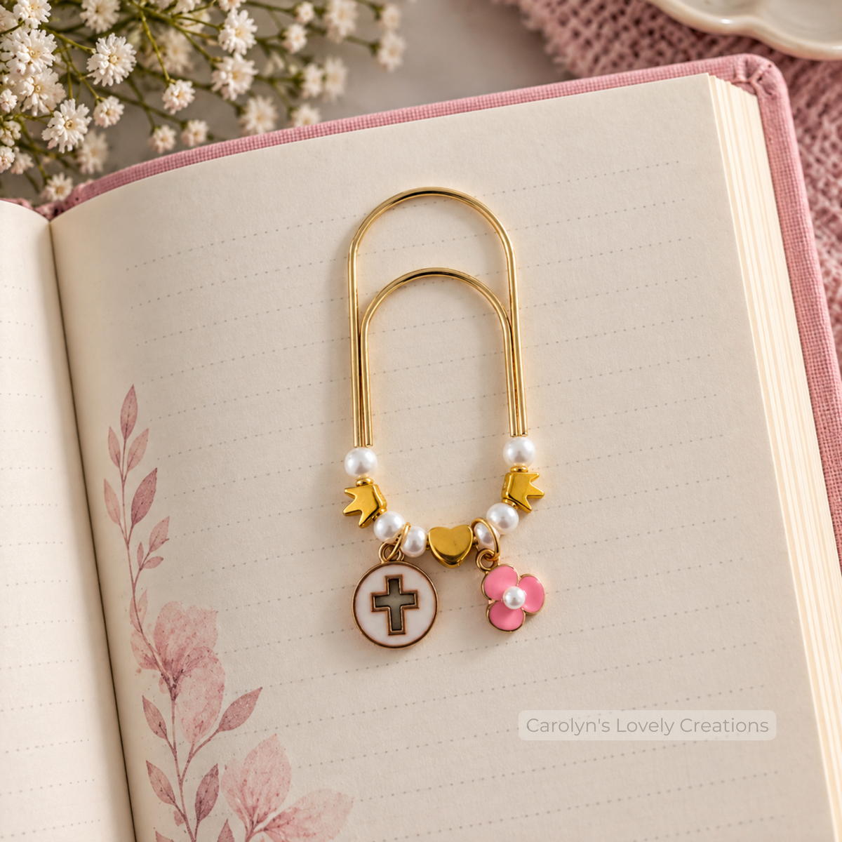 Decorative Cross Paper Clip Bookmarks | Marcadores de Libros con Cruz y Dijes