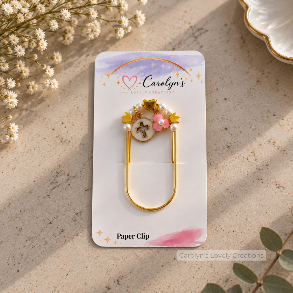 Decorative Cross Paper Clip Bookmarks | Marcadores de Libros con Cruz y Dijes