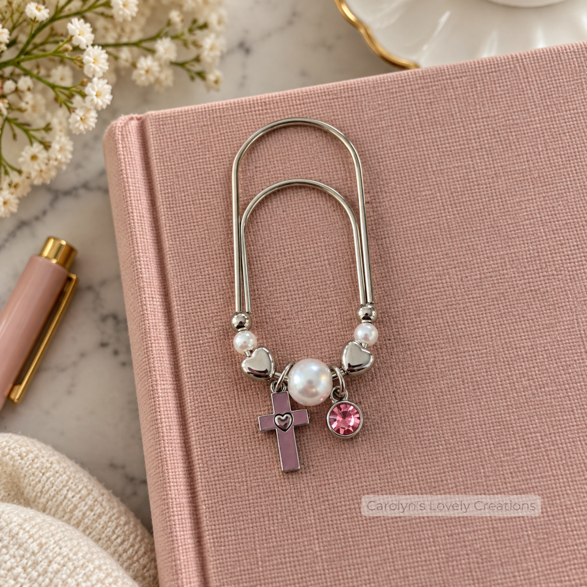 Decorative Cross Paper Clip Bookmarks | Marcadores de Libros con Cruz y Dijes