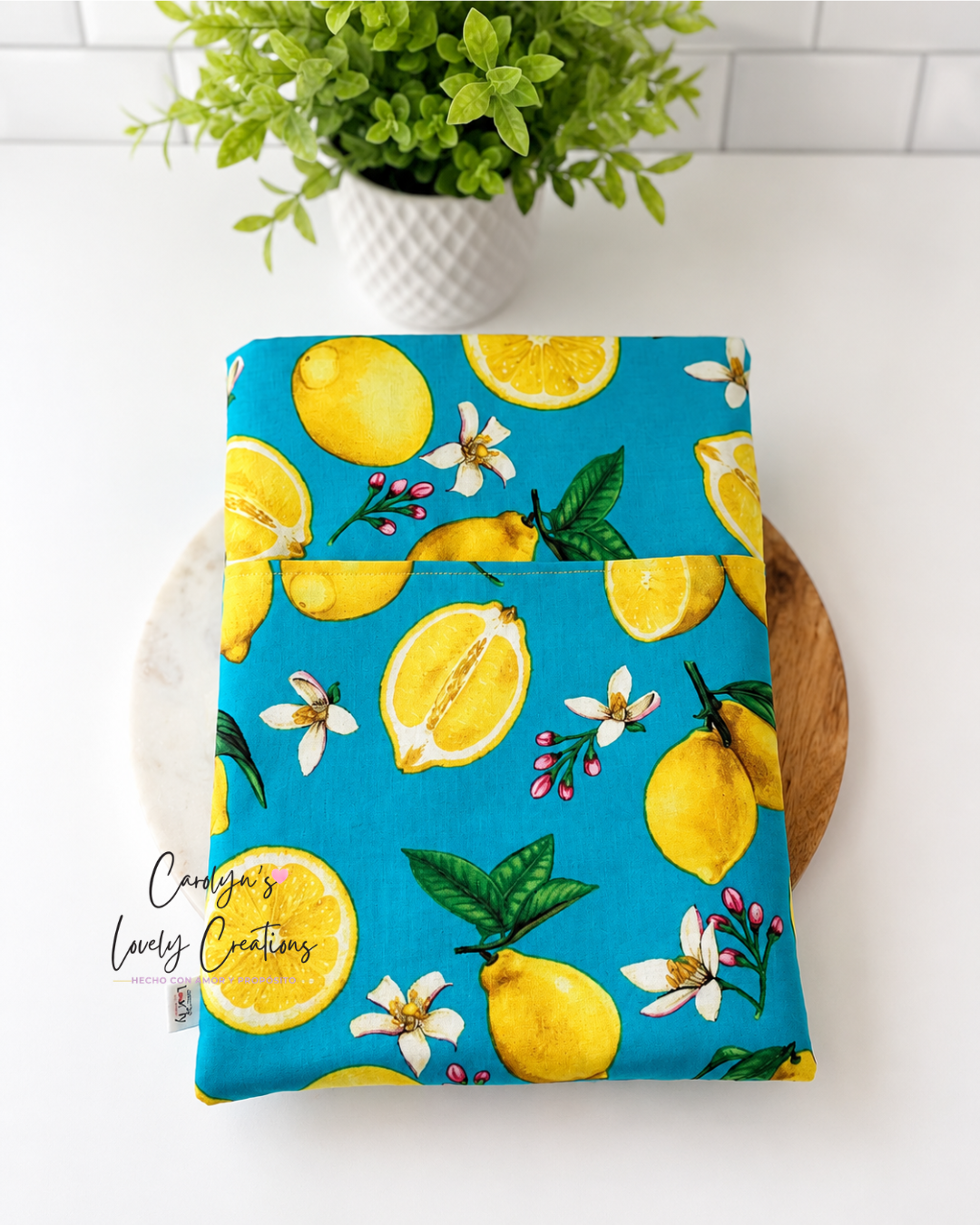 Lemon Book Sleeve | Handmade Padded Book Sleeve with Front Pocket 🍋